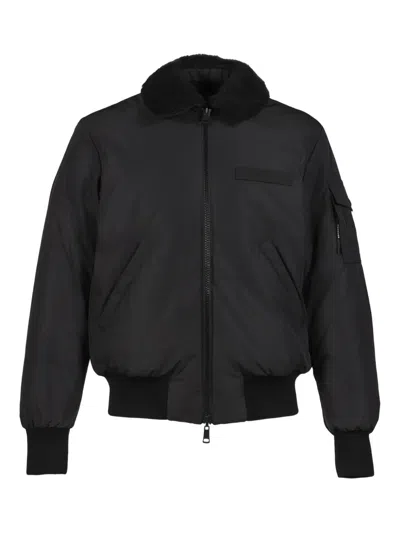 Moncler Collar-detail Bomber Jacket In Black