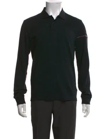 Pre-owned Moncler Collar Long Sleeve Polo Shirt In Black