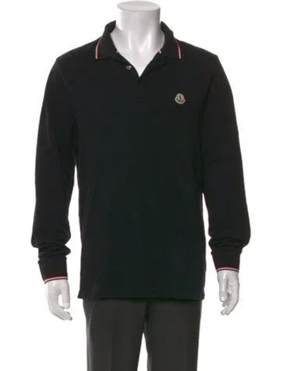 Pre-owned Moncler Collar Long Sleeve Polo Shirt In Black