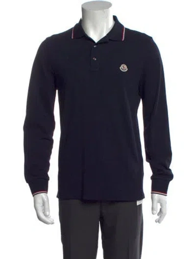 Pre-owned Moncler Collar Long Sleeve Polo Shirt In Blue
