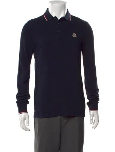Pre-owned Moncler Collar Long Sleeve Polo Shirt In Blue