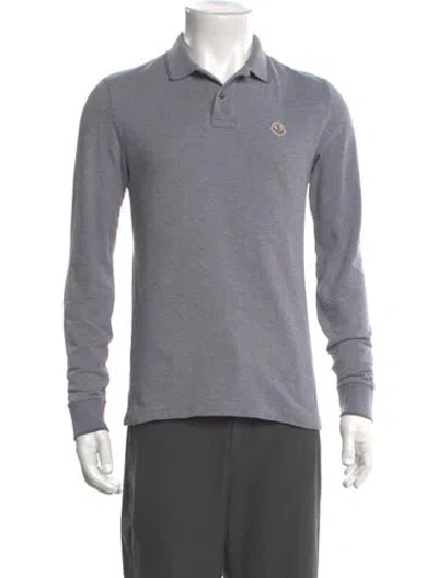 Pre-owned Moncler Collar Long Sleeve Polo Shirt In Gray