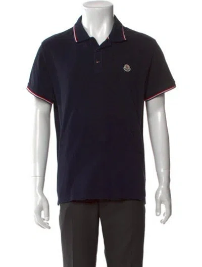 Pre-owned Moncler Collar Short Sleeve Polo Shirt In Black