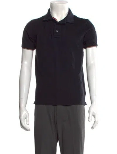 Pre-owned Moncler Collar Short Sleeve Polo Shirt In Black