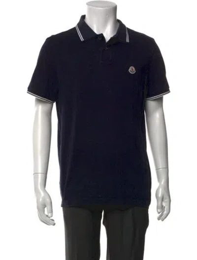 Pre-owned Moncler Collar Short Sleeve Polo Shirt In Black