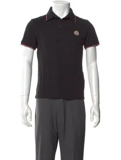 Pre-owned Moncler Collar Short Sleeve Polo Shirt In Black
