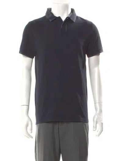 Pre-owned Moncler Collar Short Sleeve Polo Shirt In Blue