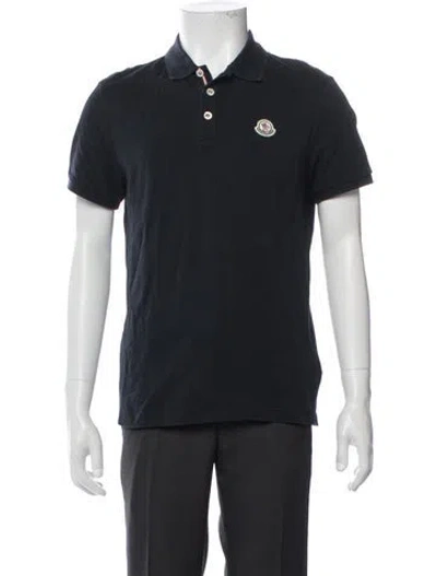 Pre-owned Moncler Collar Short Sleeve Polo Shirt In Blue