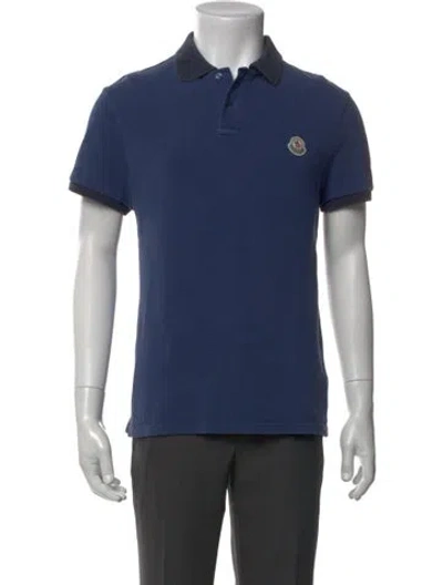 Pre-owned Moncler Collar Short Sleeve Polo Shirt In Blue