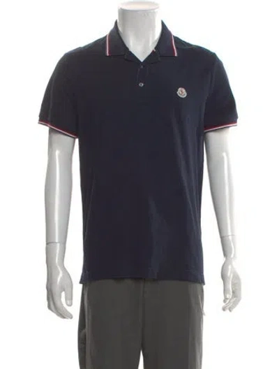 Pre-owned Moncler Collar Short Sleeve Polo Shirt In Blue