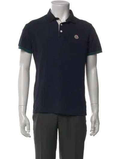 Pre-owned Moncler Collar Short Sleeve Polo Shirt In Blue