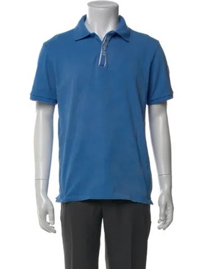 Pre-owned Moncler Collar Short Sleeve Polo Shirt In Blue