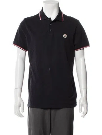Pre-owned Moncler Collar Short Sleeve Polo Shirt In Blue