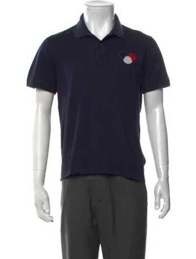 Pre-owned Moncler Collar Short Sleeve Polo Shirt In Blue