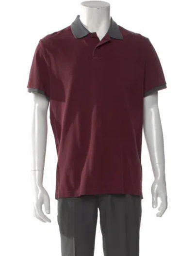 Pre-owned Moncler Collar Short Sleeve Polo Shirt In Burgundy