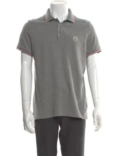 Pre-owned Moncler Collar Short Sleeve Polo Shirt In Gray