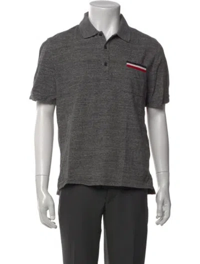 Pre-owned Moncler Collar Short Sleeve Polo Shirt In Gray