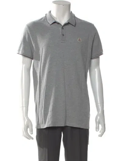 Pre-owned Moncler Collar Short Sleeve Polo Shirt In Gray