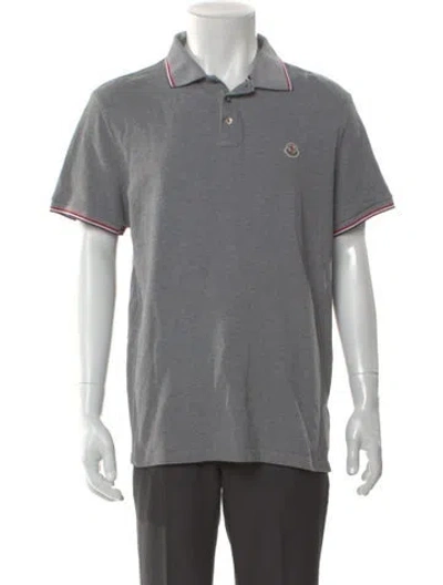 Pre-owned Moncler Collar Short Sleeve Polo Shirt In Gray