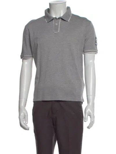 Pre-owned Moncler Collar Short Sleeve Polo Shirt In Gray