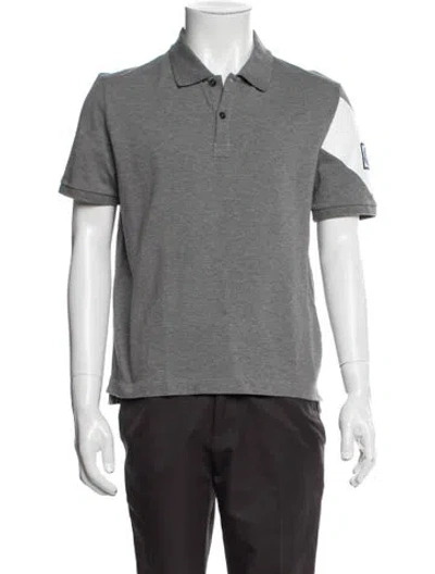Pre-owned Moncler Collar Short Sleeve Polo Shirt In Gray
