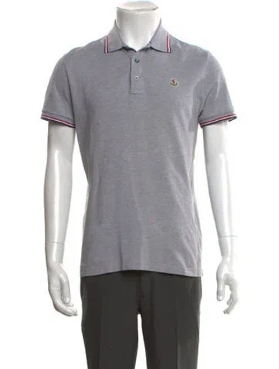 Pre-owned Moncler Collar Short Sleeve Polo Shirt In Gray