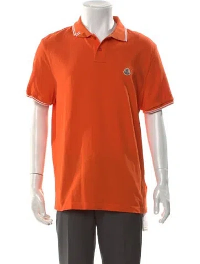 Pre-owned Moncler Collar Short Sleeve Polo Shirt In Orange