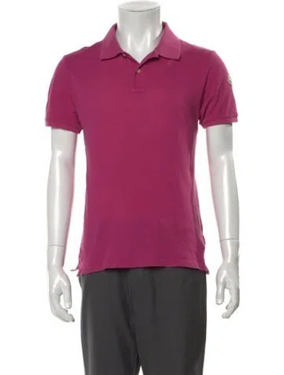 Pre-owned Moncler Collar Short Sleeve Polo Shirt In Pink