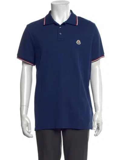 Pre-owned Moncler Collar Short Sleeve Polo Shirt W/ Tags In Blue