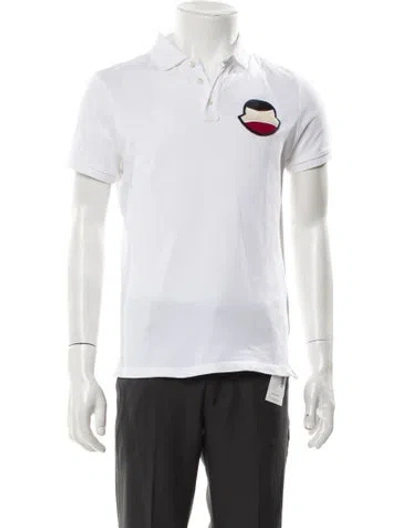 Pre-owned Moncler Collar Short Sleeve Polo Shirt In White
