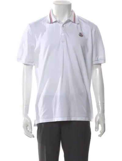 Pre-owned Moncler Collar Short Sleeve Polo Shirt In White