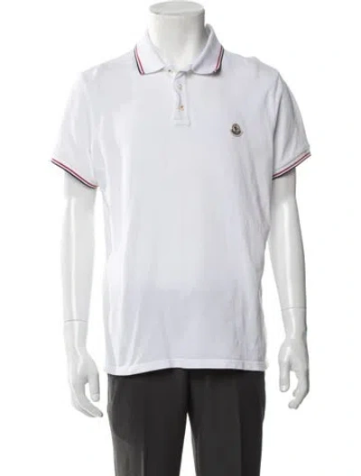 Pre-owned Moncler Collar Short Sleeve Polo Shirt In White