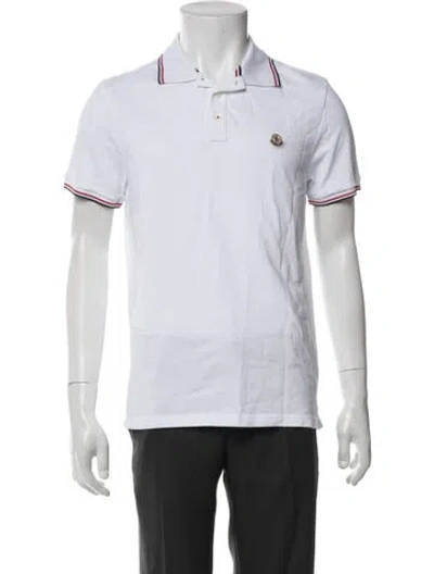 Pre-owned Moncler Collar Short Sleeve Polo Shirt In White