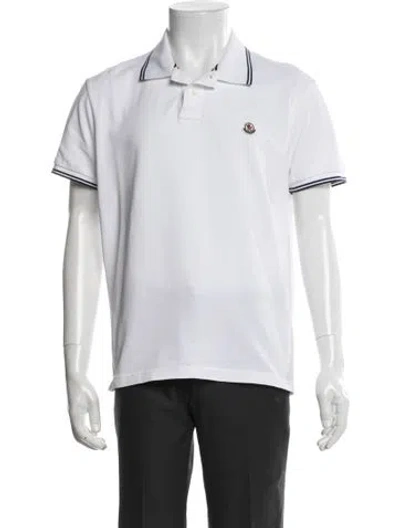 Pre-owned Moncler Collar Short Sleeve Polo Shirt In White