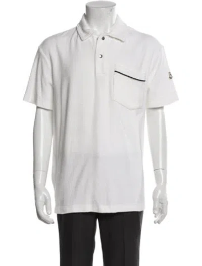 Pre-owned Moncler Collar Short Sleeve Polo Shirt In White