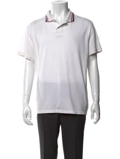 Pre-owned Moncler Collar Short Sleeve Polo Shirt In White
