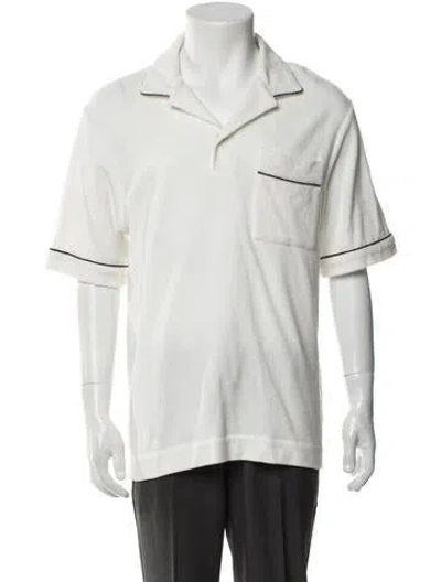 Pre-owned Moncler Collar Short Sleeve Polo Shirt In White