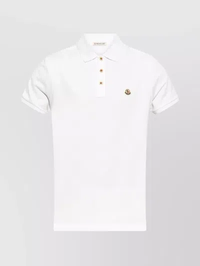 Moncler Collared Polo Shirt With Striped Short Sleeves In White