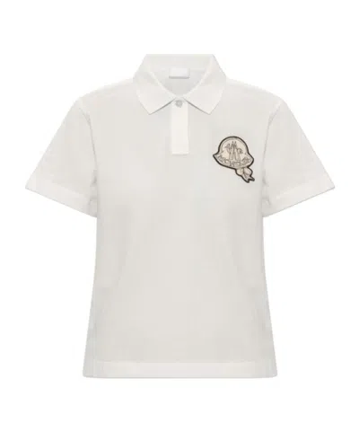 Moncler Collared Short-sleeved Polo Shirt In White