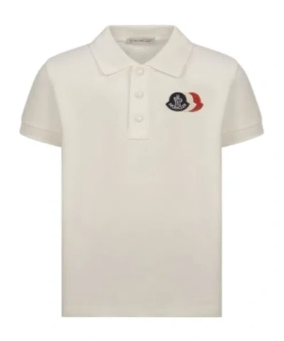 Moncler Collared Short-sleeved Polo Shirt In White