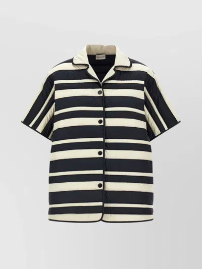 MONCLER COLLARED STRIPED SHIRT SHORT SLEEVES