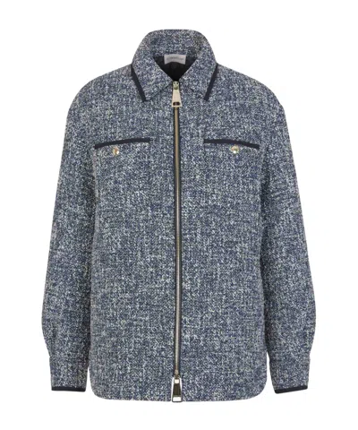 Moncler Quilted Shell And Tweed Jacket In Black