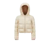 Moncler Short Quilted Down Jacket With Hood Drawstring In Beige