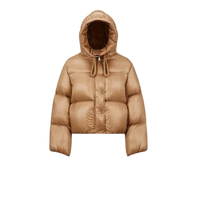 Moncler Borey Hooded Short Down Jacket Beige