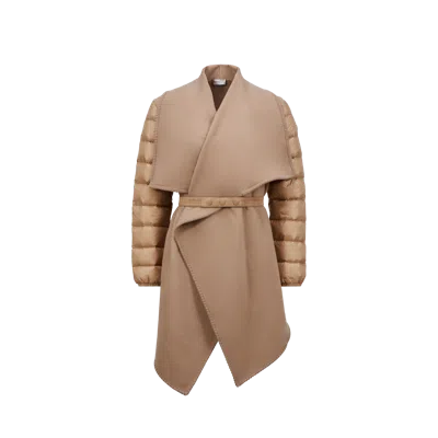 Moncler Cape En Feutre De Laine In Brown
