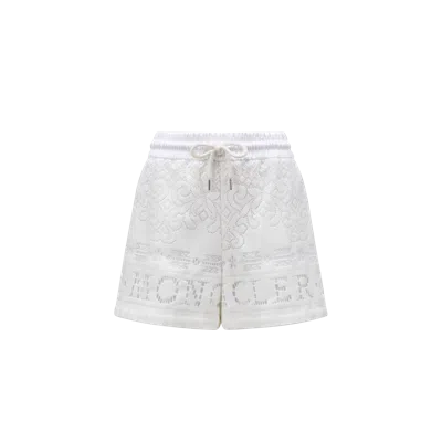Moncler Collection Cotton Lace Shorts, White, Size: 40