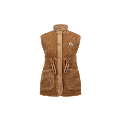 Moncler Doudoune Sans Manches Bost En Teddy In Beige