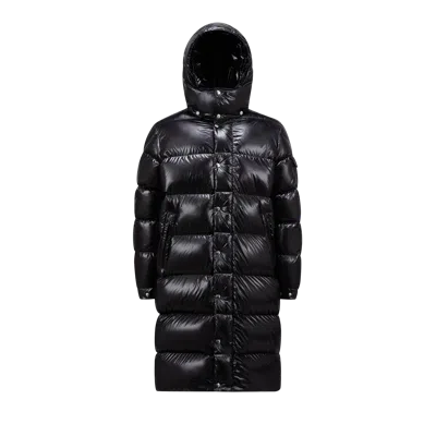 Moncler Hanoverian Hooded Long Down Jacket, Men, Black, Size: 6