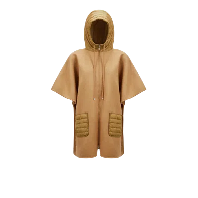 Moncler Collection Hooded Down Cape Beige