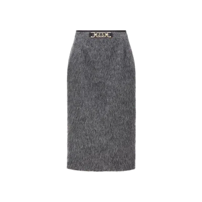 Moncler Collection Wool Blend Midi Skirt Grey In Gray